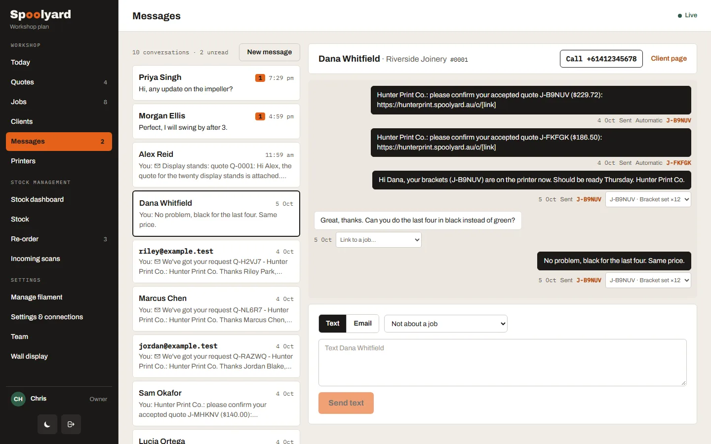 The Messages inbox